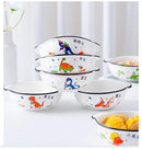 Axyaa Dinosaur Kids Bowl, 5-inch Double Eared Porcelain Snack Bowl