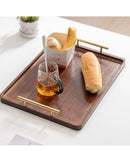 Axyaa Bamboo Tea Set Tray with Metal Handle