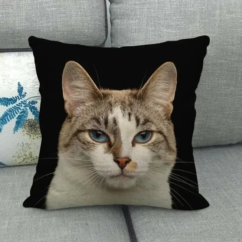 Fat Orange Cat Print Cushion Cover 45x45cm by Axyaa: Animal Pattern Home Decor Pillowcase