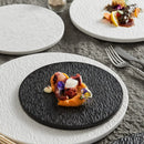 Axyaa Frosted Black & White Western Plate Set, Electroplated Cake & Steak Flat Plate