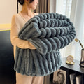 Axyaa Rabbit Plush Coral Fleece Blanket - Soft & Warm Sofa Throw Blanket