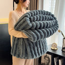 Axyaa Rabbit Plush Coral Fleece Blanket - Soft & Warm Sofa Throw Blanket