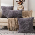 Axyaa Striped Knit Fabric Throw Pillow Covers 18x18 Inch Square Cushion Cases