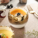 Axyaa White Gold Ceramic Eggshell Steamed Egg Bowl | Dessert Pudding Yogurt Bowl