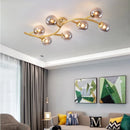 Axyaa Modern Glass LED Ceiling Lights Gold/Black Metal Lamps for Home Decor