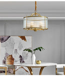 Axyaa Gold Metal Glass Tube Chandelier: Modern Large Round Dining Table Lighting