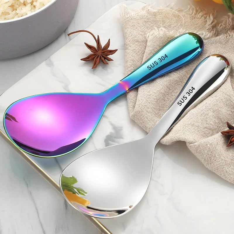 Axyaa Stainless Steel Long Handle Rice Spoon Home Kitchen Utensil