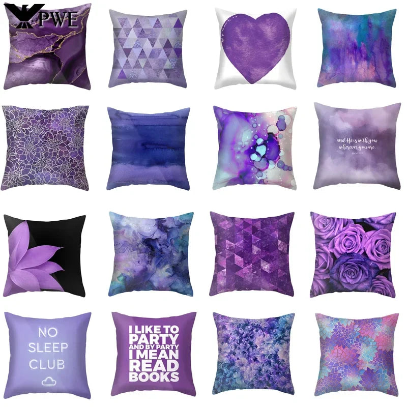 Axyaa Blue Purple Polyester Pillow Case Throw Pillow Cover