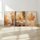 Rustic Autumn Leaf Art Prints by Axyaa - Vintage Still Life Nature Oil Painting ×