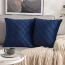 Axyaa Blue Velvet Plaid Cushion Cover for Stylish Living Room D��cor