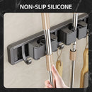 Axyaa Mop Broom Holder Hooks Bathroom Storage Rack Space-saving Hanger Slots Organizers