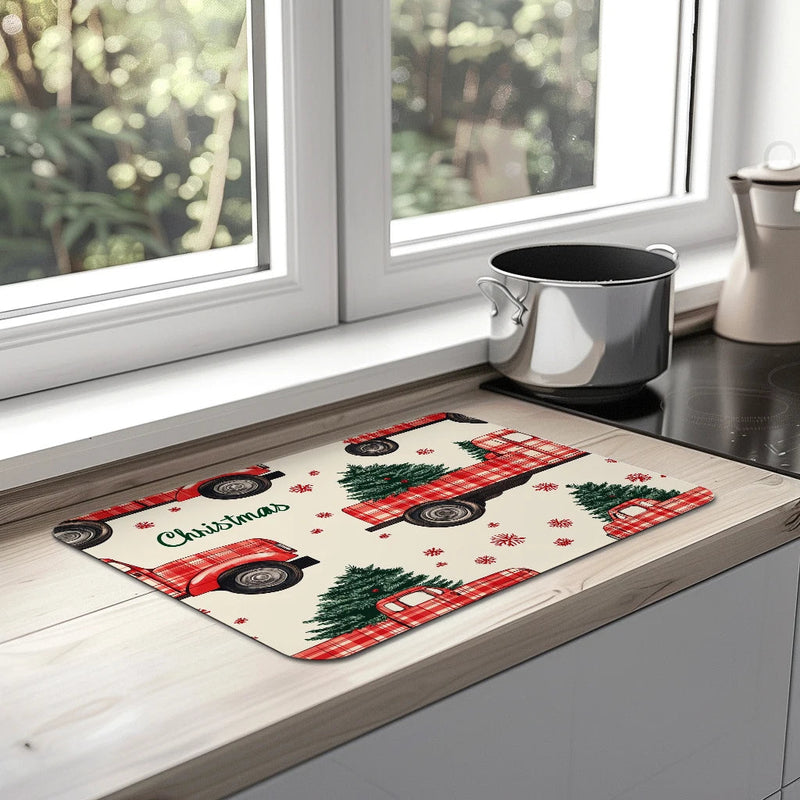 Axyaa Christmas Tree Drying Mat - Quick Dry Kitchen & Bathroom Drain Pad