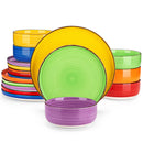 Axyaa Handpainted Spirals Ceramic Plate Set - Mix-Color, 12/18/24PCS, Dinner/Dessert/Bowl/Soup Plates