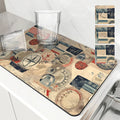 Axyaa Sailboat Kitchen Drying Mat: Absorbent, Anti-Slip Table Placemat