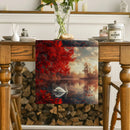 Axyaa Red Maple Swan Lake Table Runner for Home Decoration
