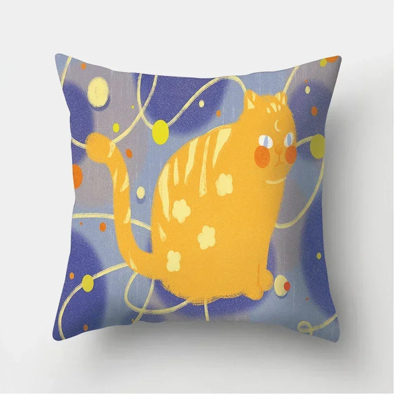 Cat Pattern Cushion Cover for Axyaa Brand Decorative Throw Pillow.