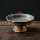 Axyaa Retro Ceramic Fruit Tray High Foot Dessert Plates for Home Kitchen Tableware