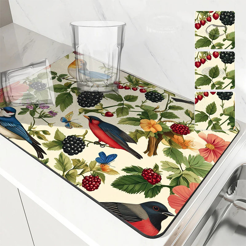 Axyaa Kitchen Absorbent Mat: Anti-skid, Quick Drain Pad for Dishes, Tableware, Bathroom.