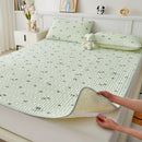 Axyaa Natural Latex Summer Mat Set with Silk Thicken Bed Pad, Pillowcase & Ice Silk Sheet