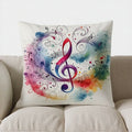 Colorful Music Notes & Treble Clef Pillow Cover by Axyaa - Sofa, Bed, Car