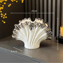 Axyaa Gradient Silver Shell Vase Leaf Shape Home Decor Vase