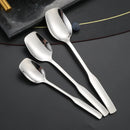 Axyaa Stainless Steel Long Handle Square Spoon Set for Dining and Desserts
