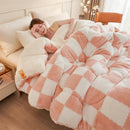 Axyaa Thickened Coral Fleece Checkerboard Queen Size Winter Blanket