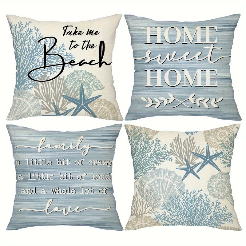 Axyaa Coral Starfish Print Pillowcase for Home Decoration