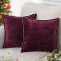 Luxury Blue Chenille Cushion Covers with Stitched Edge for Sofa Decor - Axyaa