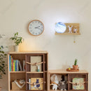 Axyaa LED Planet Glass Wall Lamp with Wood Base for Children's Room Home Decor