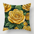 Yellow Roses Floral Pattern Pillow Cover by Axyaa for Sofa, Bedroom, Car