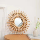 Axyaa Rattan Sunburst Wall Mirror: Handmade Boho Round Decor for Living Room