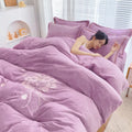 Axyaa Princess Style Embroidered Baby Fleece Four-Piece Quilt Cover, Large Size