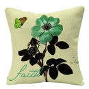 Axyaa Floral Linen Cushion Cover 45*45cm for Home Decor