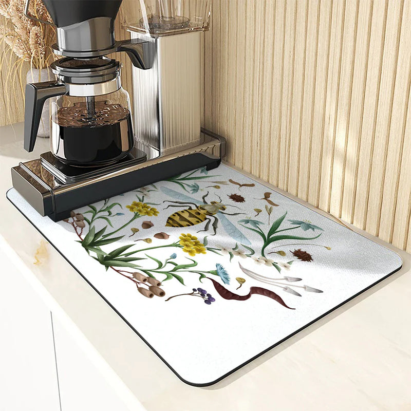 Axyaa Insect Bees Kitchen Drain Pad Non-slip Heat Resistant Counter Mat