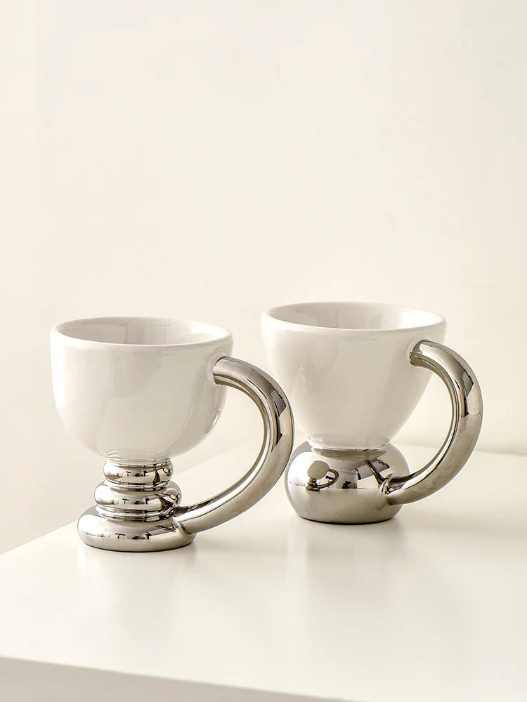 Axya Tall Ceramic Coffee Mug Set for Home, Photography Props, Luxury Drinkware