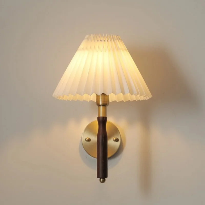 Axyaa Fabric Copper LED Wall Sconce Pull Chain Switch Stair Light Fixtures