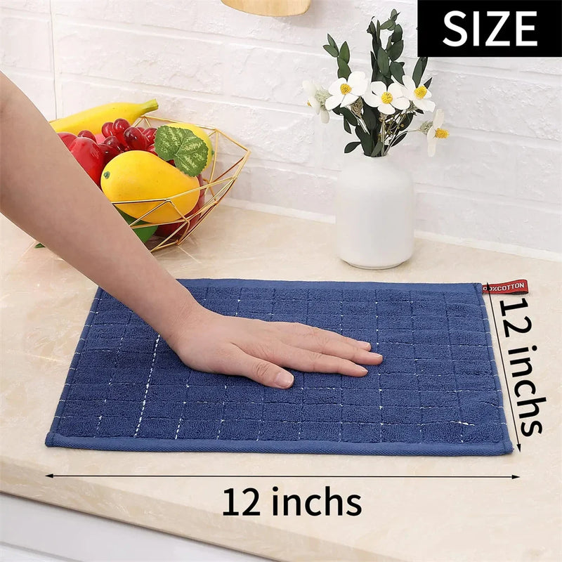 Axyaa Cotton Kitchen Towels Set of 4, Ultra Soft Absorbent Dishcloths