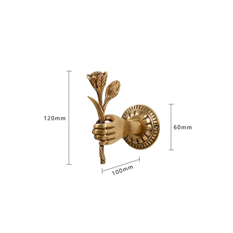 Axya Orichalcum Gold Curtain Hook Rose Hands Metal Hook Vintage Wall Hangings Key Hanger