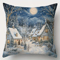 Axyaa Snowy Village & Christmas Tree Pillow Covers - Sofa Bedroom Car Cushion Cover