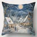 Axyaa Snowy Village & Christmas Tree Pillow Covers - Sofa Bedroom Car Cushion Cover