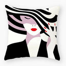 Axyaa Red Lips Stripe Throw Pillow Cover - 45X45CM
