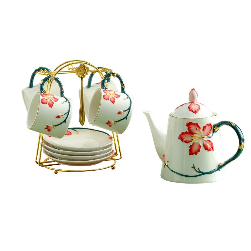 Axya Cherry Blossom Porcelain Tea Set & Mug Set