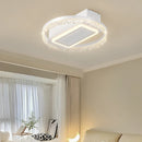Axyaa Crystal Ceiling Light: Luxury White Fan Lamp for Bedroom, Living, Dining, Office