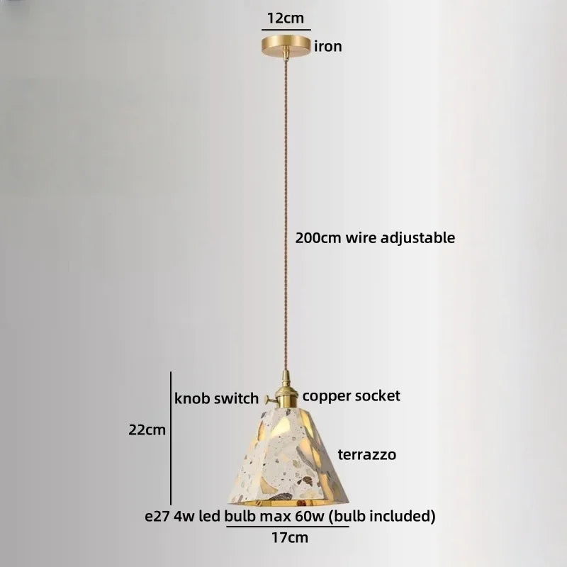 Axyaa Nordic LED Pendant Lamp Terrazzo Hanging Lights