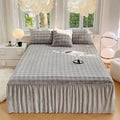 Axyaa White Rabbit Velvet Bed Skirt: Luxe Winter Mattress Cover & Protector