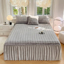 Axyaa White Rabbit Velvet Bed Skirt: Luxe Winter Mattress Cover & Protector