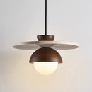 Axyaa LED Walnut Pendant Light: Modern Stone Bedhead Hanging Lamp