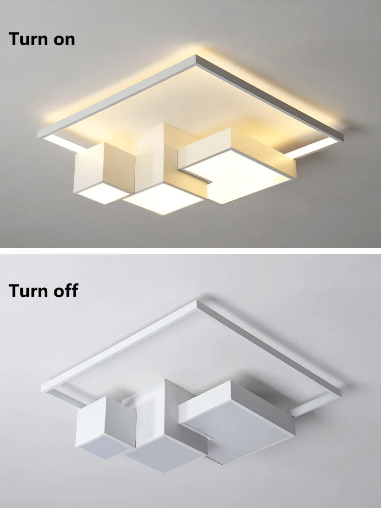 Axyaa Nordic Square Ceiling Lamp Modern Minimalist Master Bedroom Lighting