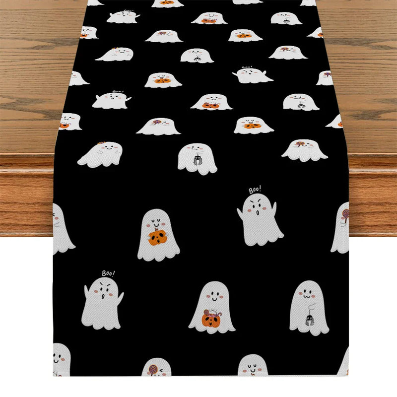Axyaa Halloween Pumpkin Table Runner Farmhouse Kitchen Dining Decor